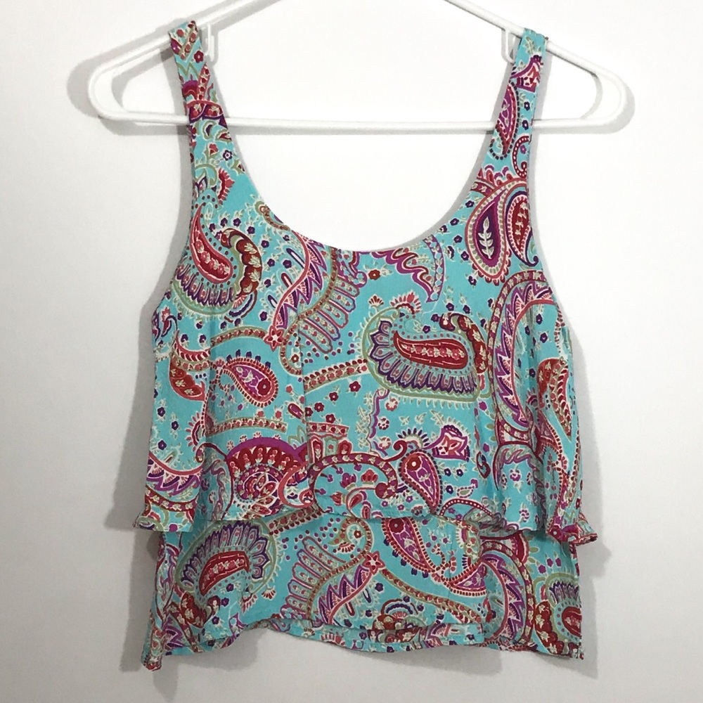 Lucy Love Sleeveless Blouse Paisley Blue Red [CW]